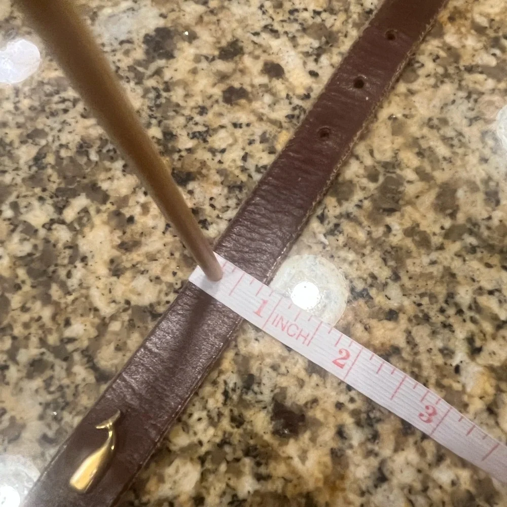 Vintage Royden Narrow Brown Leather Belt Brass Whales Size 30 Women’s Kids